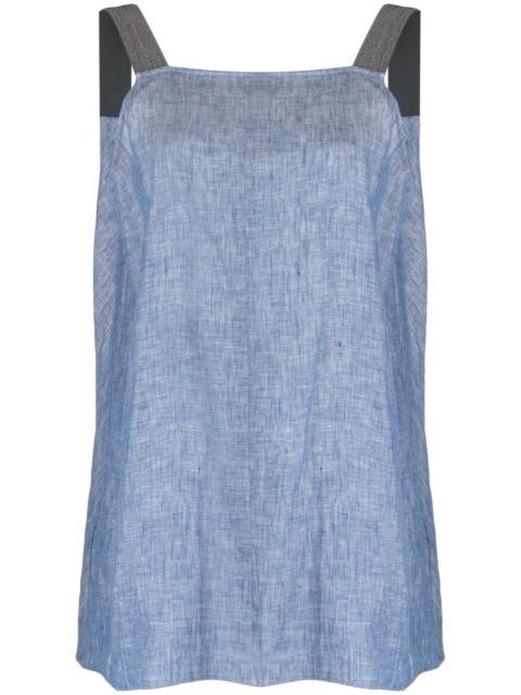 metallic strap linen top