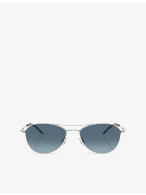 OV1358S Aero II Pilot-Frame Steel Sunglasses