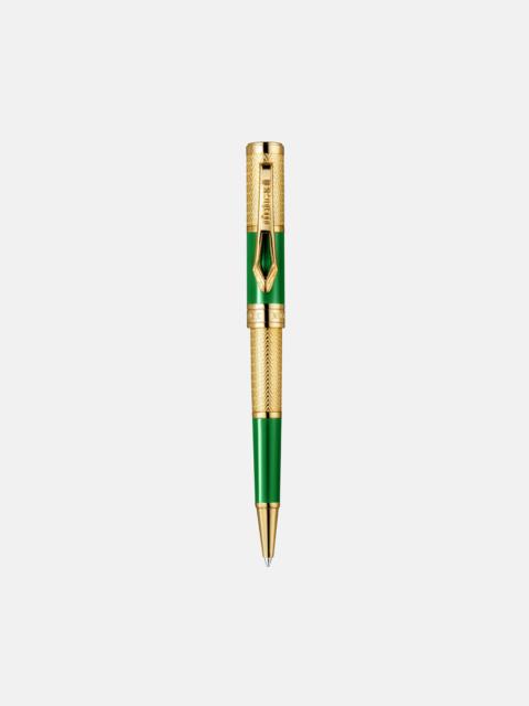 Roberto Cavalli Chevron Ballpoint Pen, Gold Color & Green Lacquer