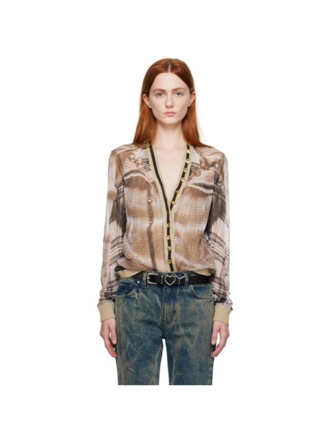 Beige Jean Paul Gaultier Edition Trompe L'Oeil Cardigan