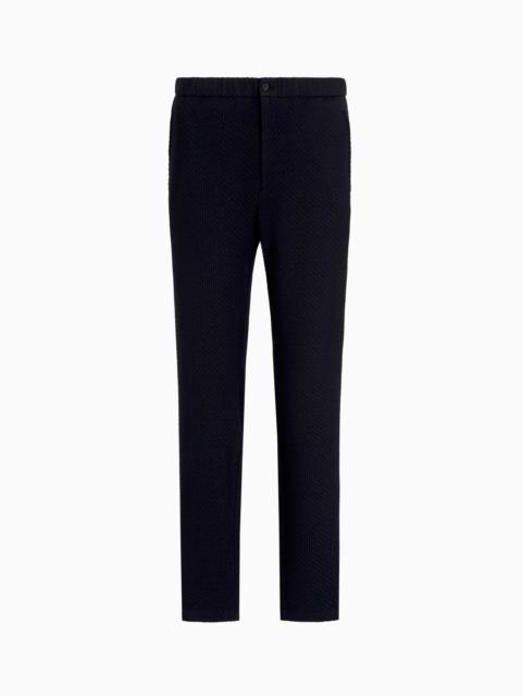 TROUSERS IN A 3D-EFFECT JERSEY-WOOL BLEND STRETCH KNIT