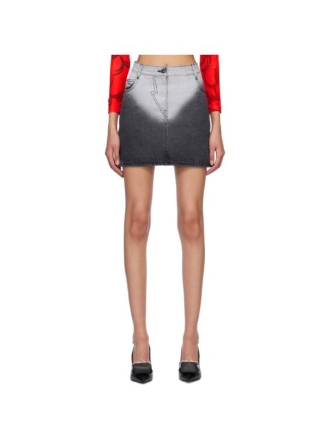 Black Brief-Washed Denim Miniskirt