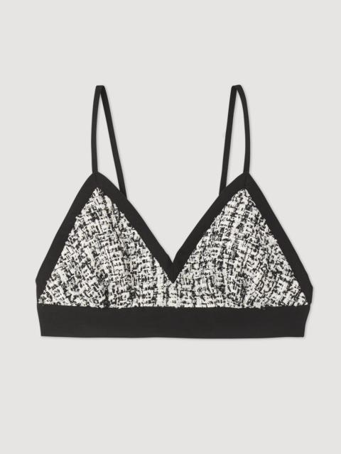 Two-tone tweed crop top