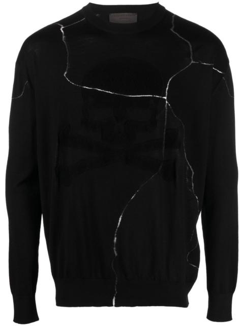 cracked-effect wool jumper