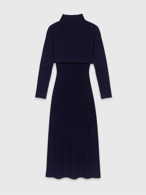 Knit maxi dress with removable sweater