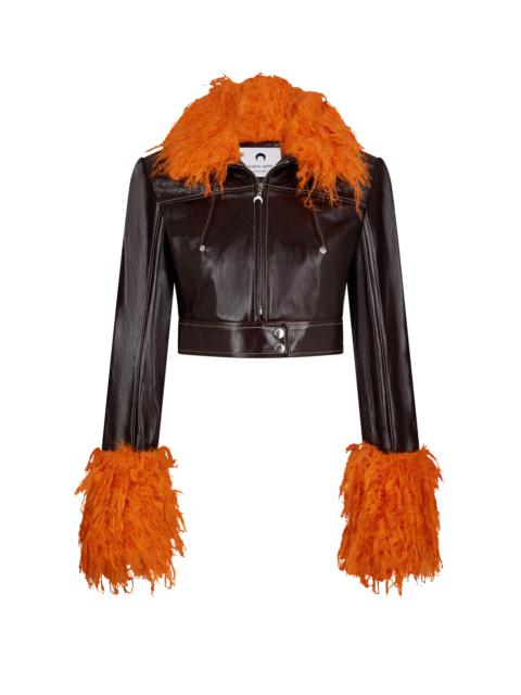 Embossed Leather Cropped Jacket