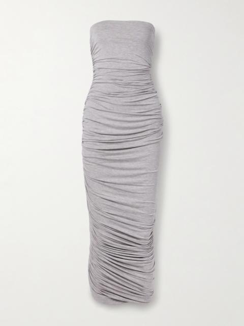 Diana Strapless Ruched Asymmetric Stretch-jersey Dress