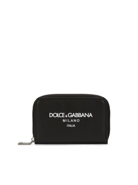 logo-print leather wallet