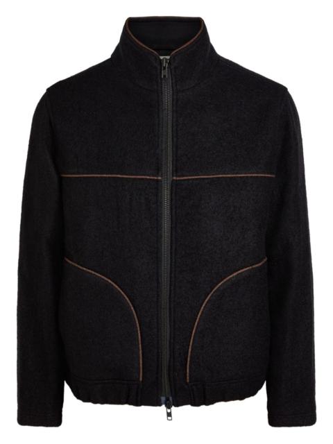 zip-up piped-trim jacket