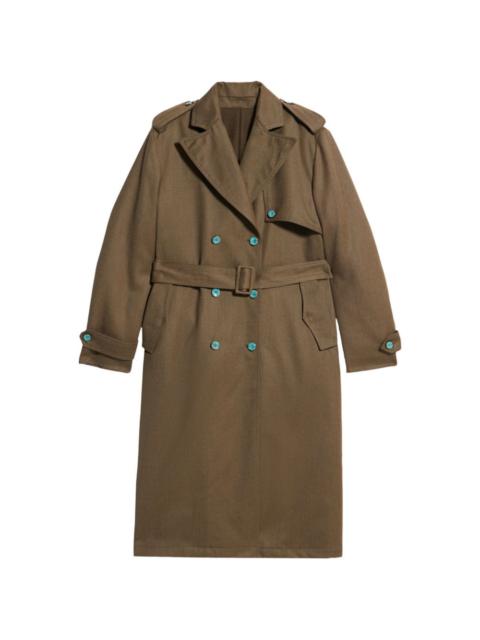 double-breasted belted trench coat