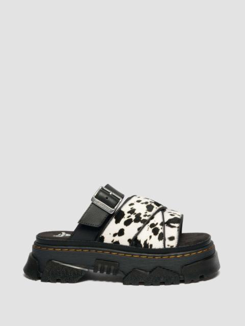 Mattison Slide Dalmatian Hair On Leather Sandals