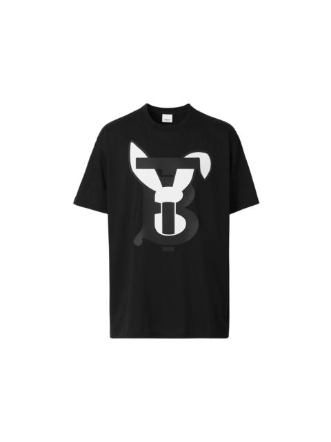 Burberry Rabbit Logo-Print Cotton T-Shirt Black/White