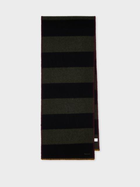 Black Stripe Blanket Stitch Scarf