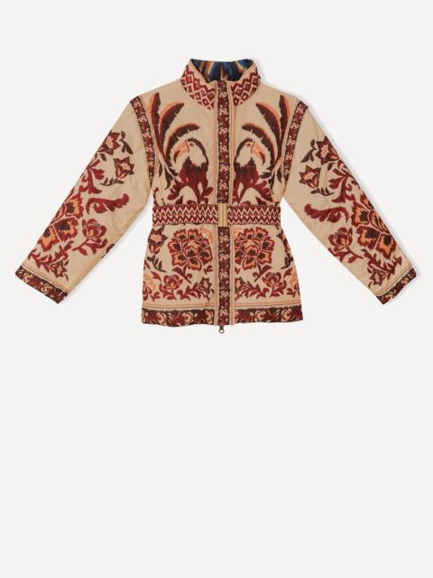 Cream Toucans Scarf Reversible Puffer Jacket