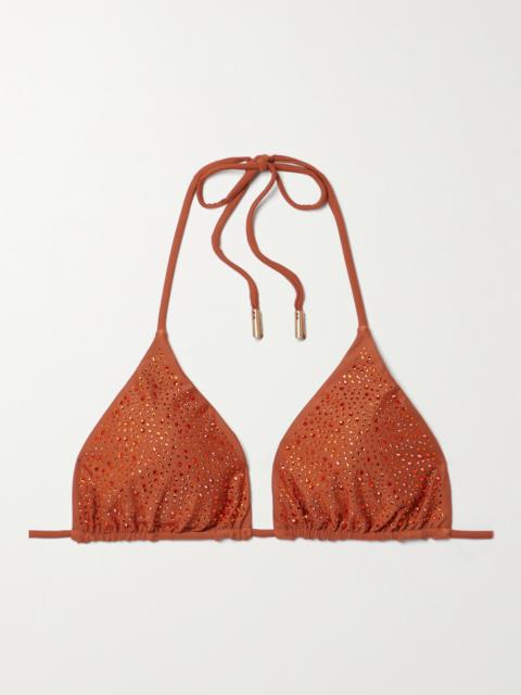 Raven Recycled Crystal-embellished Bikini Top