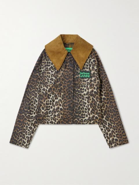 + Ganni Hooded Cheetah-print Waxed-cotton Jacket