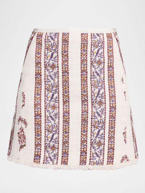 Floral Bouclé A-Line Mini Skirt