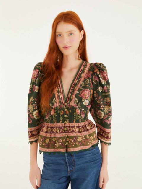 Green Flowering Garden Tree Blouse