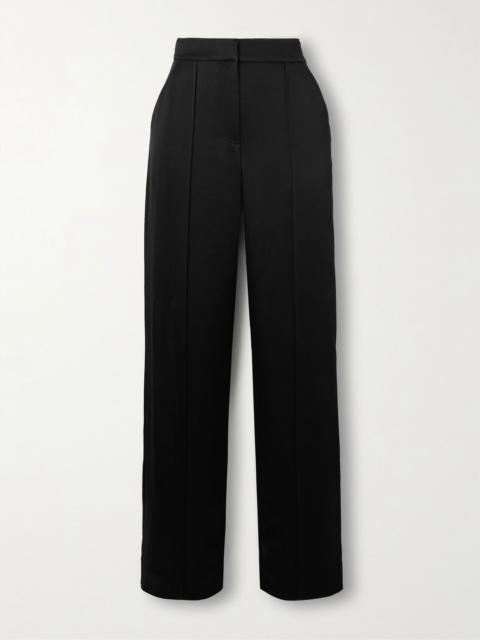 Kyra satin wide-leg pants Black