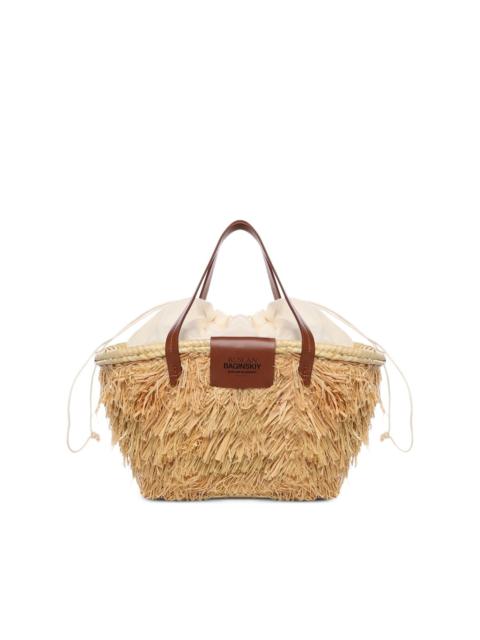 Nest straw trim tote bag