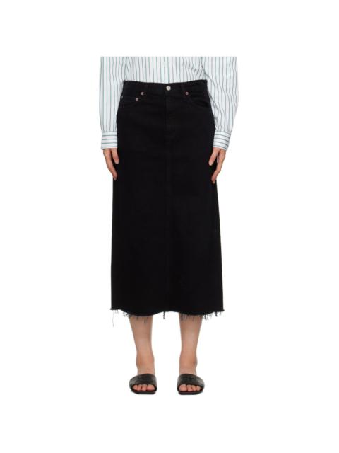 Black Della Denim Midi Skirt