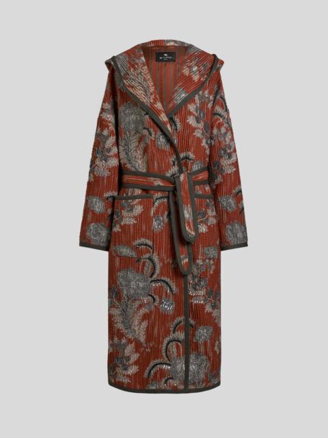 QUILTED JACQUARD COAT WITH EMBROIDERY