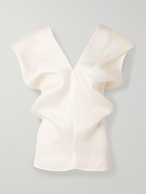 Ami Draped Silk-gazar Top