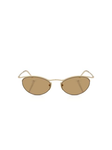 rope-detailed oval-frame sunglasses