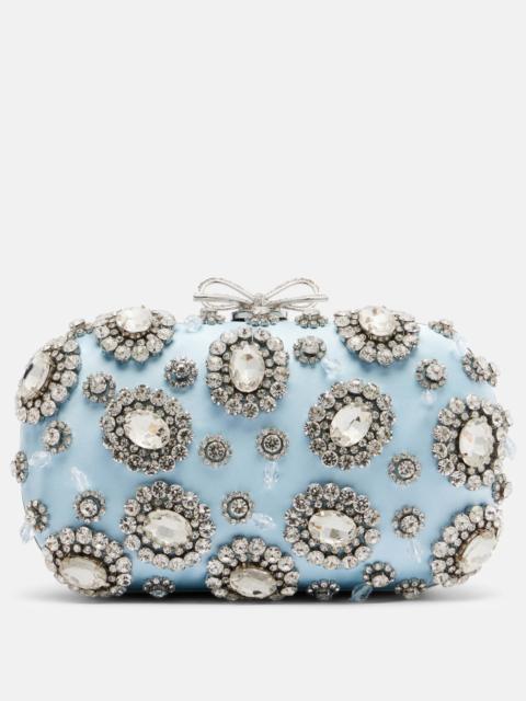 Crystal-embellished satin clutch