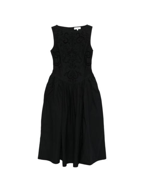 floral-embroidered midi dress