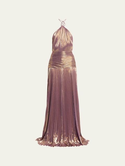 Thalia Metallic Halter Gown