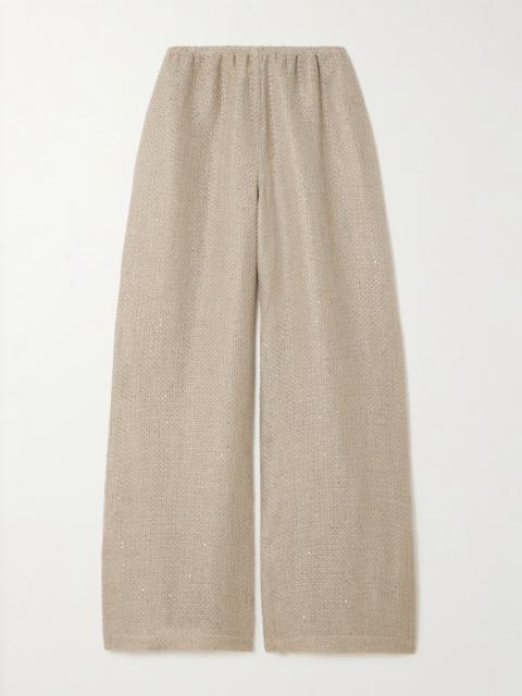 Stella Sequin-embellished Linen-blend Gauze Wide-leg Pants