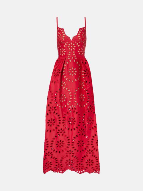 Floral embroidered satin gown