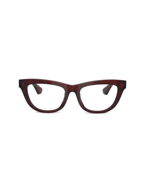 check-pattern cat-eye glasses