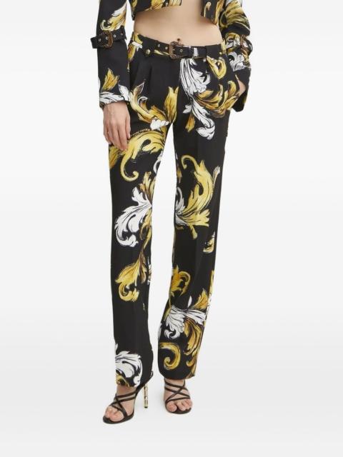 baroque-print belted trousers