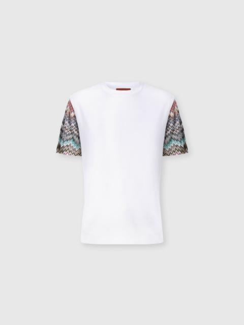 Short Sleeve T-Shirt with Snake Pattern Insert