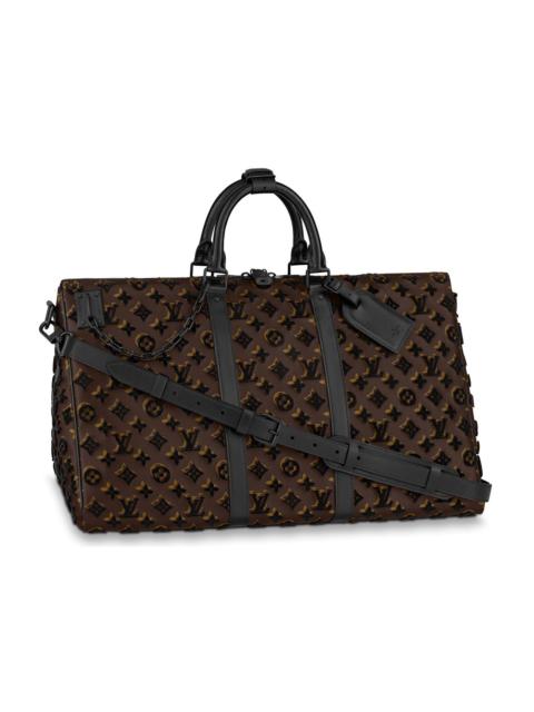 Louis Vuitton Keepall Triangle Bandouliere Monogram Tuffetage 50 Black