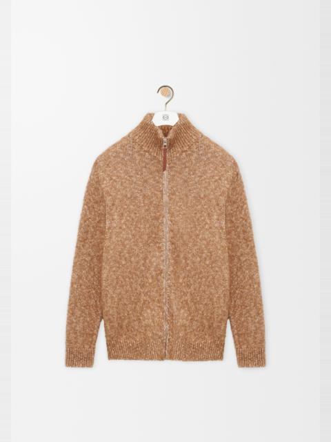 Zip-up cardigan in cotton, linen and wool