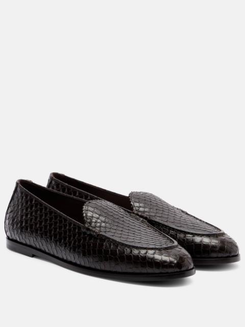 College snake-effect leather loafers