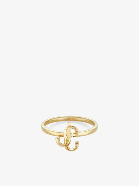 JIMMY CHOO JC Ring Gold-Finish Metal Ring with JC Initials | REVERSIBLE