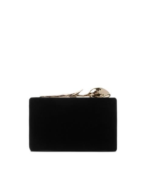 Bloom rose-embellished velvet clutch bag
