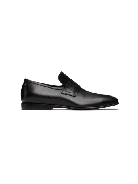 Black Grain Leather Loafers