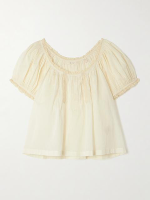 Frederica Lace-trimmed Organic Cotton-voile Blouse