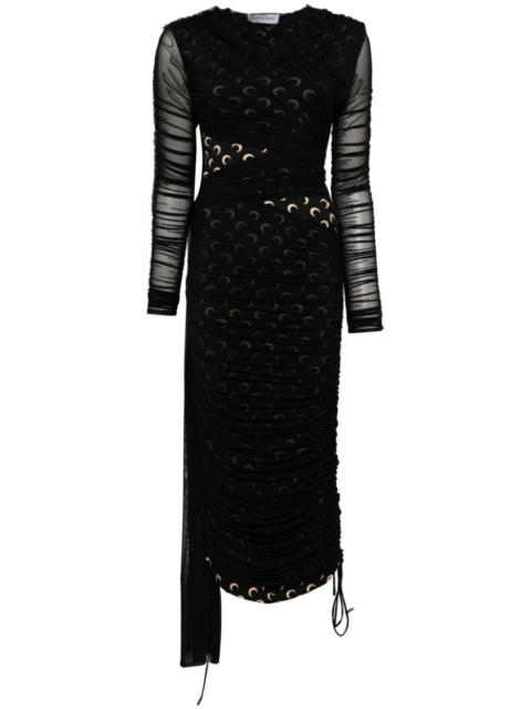 Crescent-Moon-print draped dress