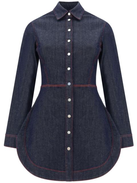 contrasting-trim denim shirtdress