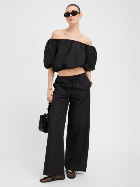 BLACK LINEN DRAWSTRING PANTS
