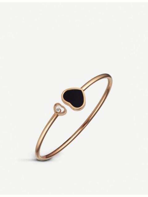 Happy Hearts 18ct rose-gold, onyx and diamond bangle bracelet