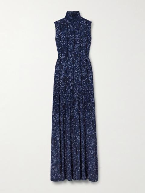 Valentina Printed Stretch-jersey Turtleneck Maxi Dress