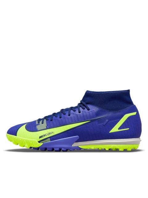 Nike Mercurial Superfly 8 Academy TF Turf High-Top Soccer Shoes Blue CV0953-474