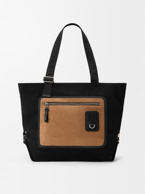 Flex zipped tote in canvas and suede